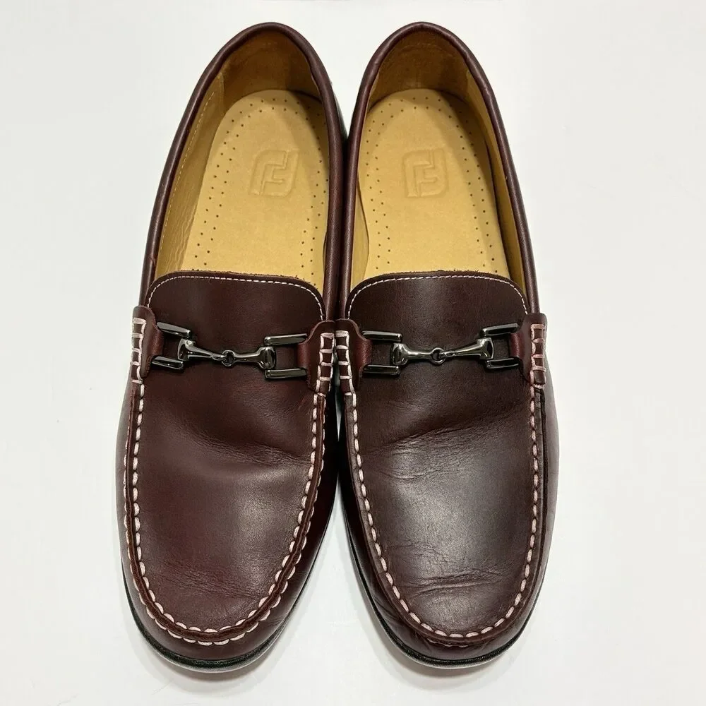 Footjoy Loafers Dark Brown Burgundy Leather Horsebit  79019 9M